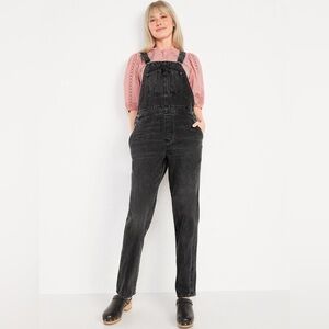 NWT! Slouchy Straight Black Wash Workwear Nonstretch Jean Overalls - Size 16 💛